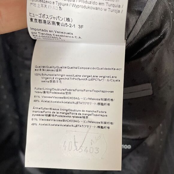 HUGO BOSS Suit Jacket Mens 44R 2-Button Gray Pinstripe Virgin Wool Super 100 - Picture 11 of 11